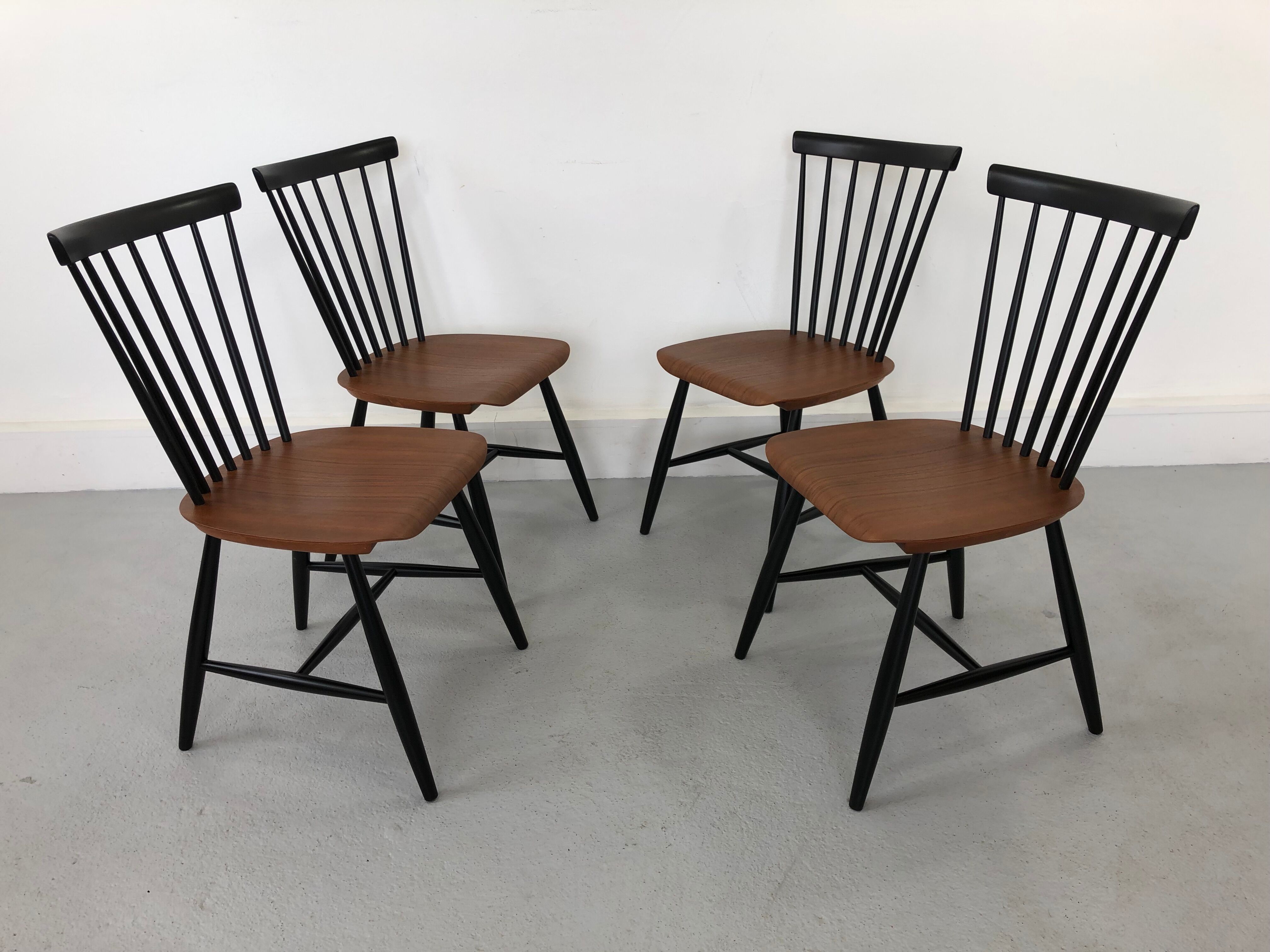 Swedish Teak Chairs by S. E. Fryklund for Hagafors, 1960s, Set of 4