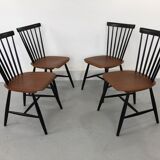 Swedish Teak Chairs by S. E. Fryklund for Hagafors, 1960s, Set of 4