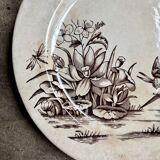 Tunstall flat plate in brown and gold English ironstone, "Amazon" service circa 1880