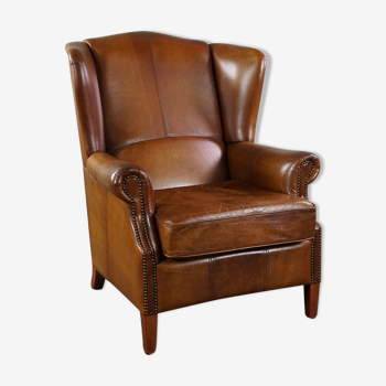 Cowhide leather armchair