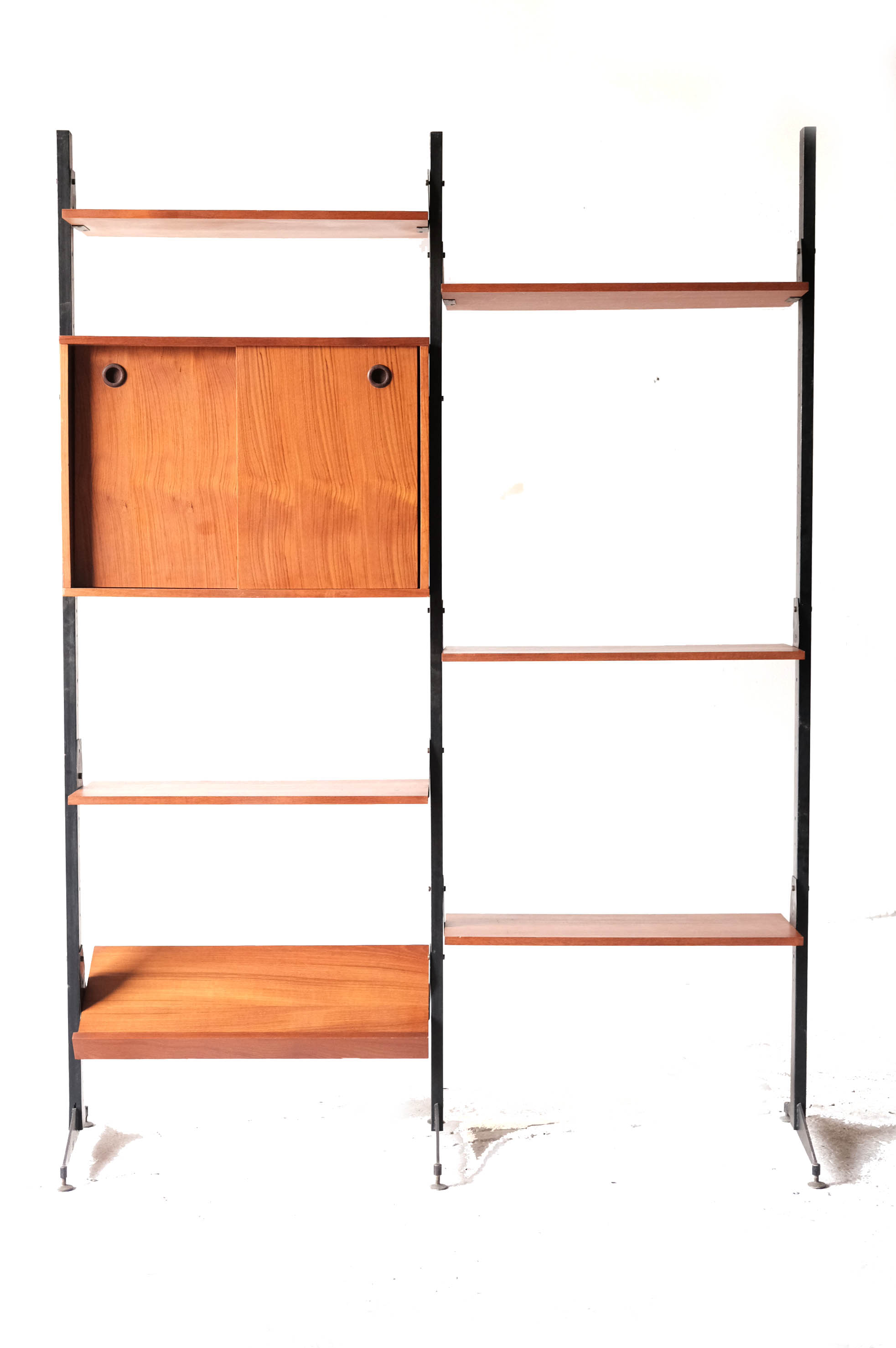 Mid-century italian teak wall unit bookshelf, 1960s