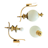 Pair of brass and opaline sconces