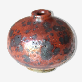 Vase boule en grès pyrité, années 70