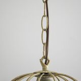 French vintage single bulb Toleware cage light with pink and green flowers