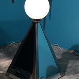Pair of Italian design pyramid lamps 1970 steel and mirror