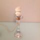 Bedside lamp with glass base and beige fabric lampshade / vintage 60s-70s