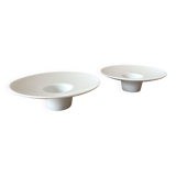 2 porcelain candlesticks signed raynaud by thomas keller - sleek style diameter 13.5cm height 3.5cm