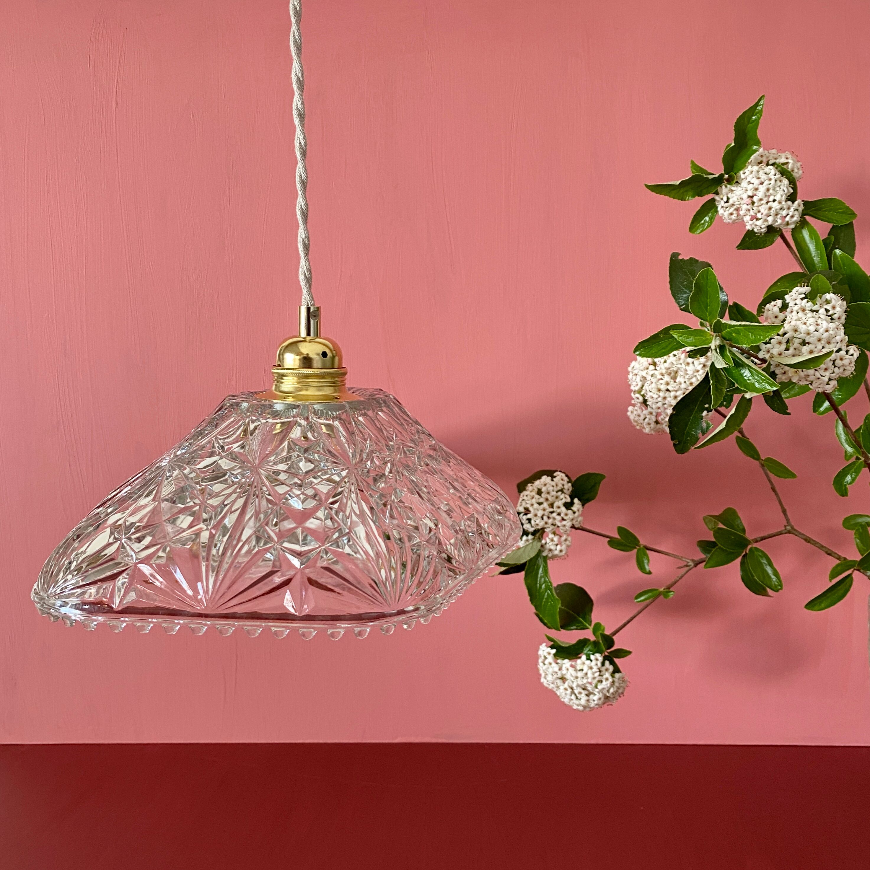 Vintage molded glass lampshade pendant lamp