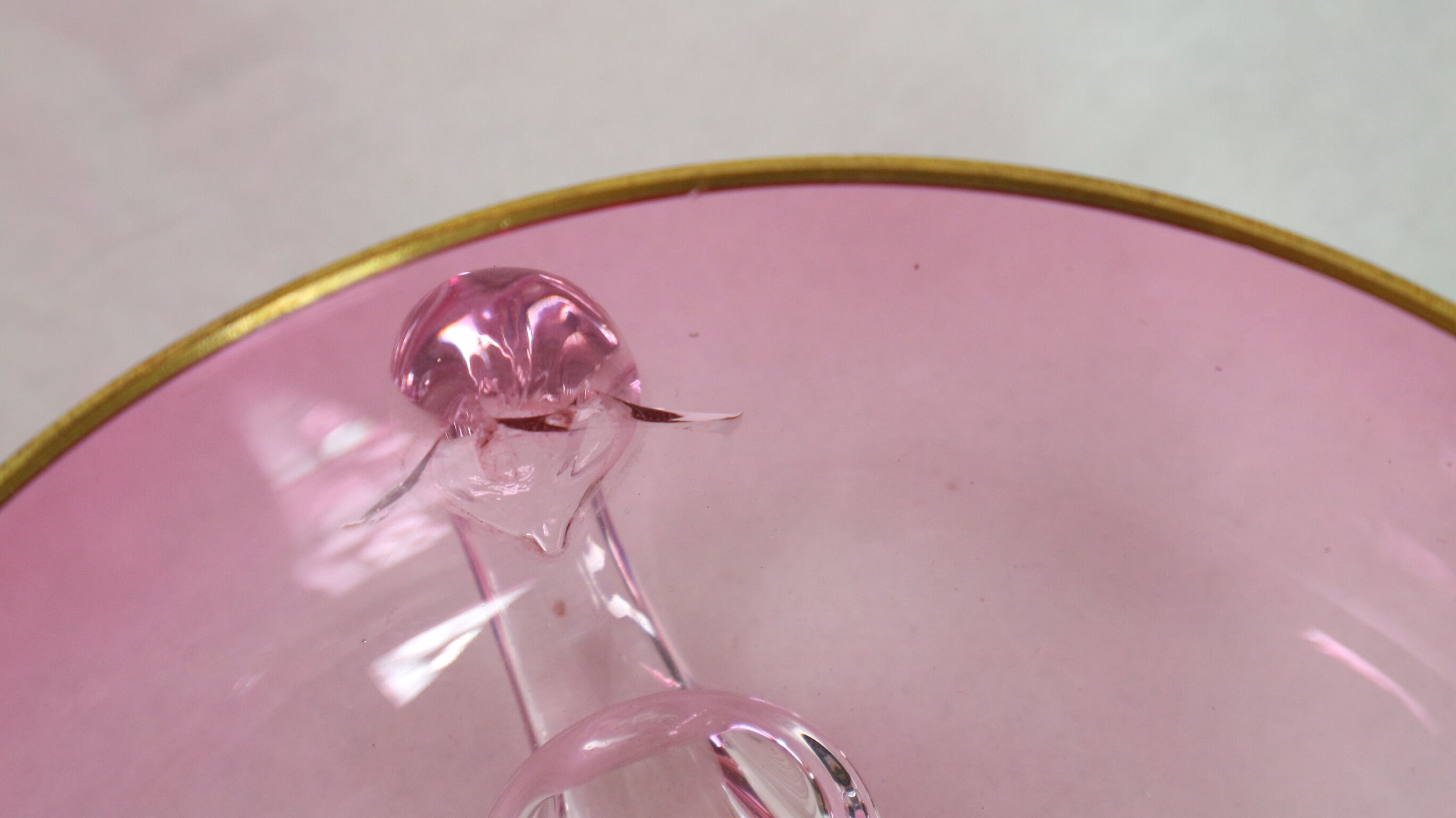 Vintage glasses service cup pink for 7 with service bowl