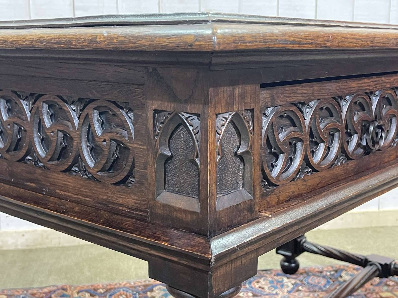 Late 19th century Gothic style oak desk