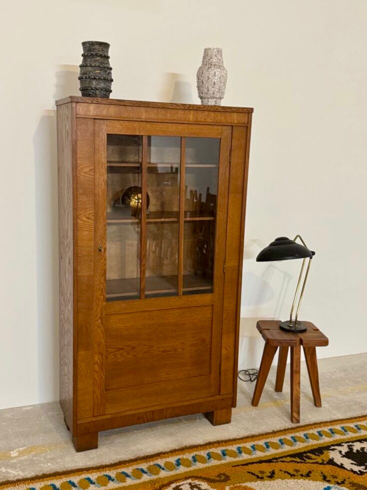 Small vintage art deco oak bookcase
