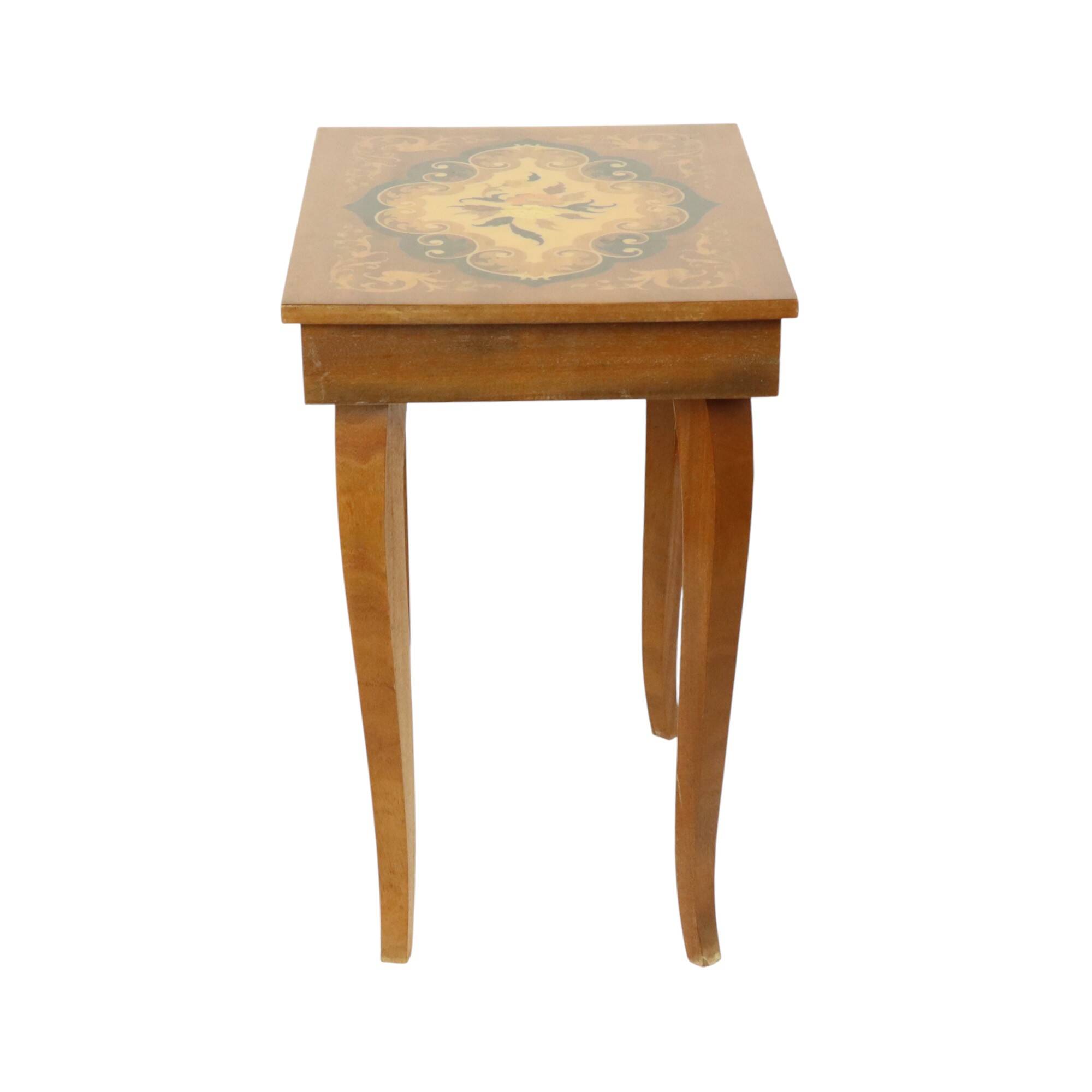 Italian Music Box Wooden Table Sorrento Sankyo