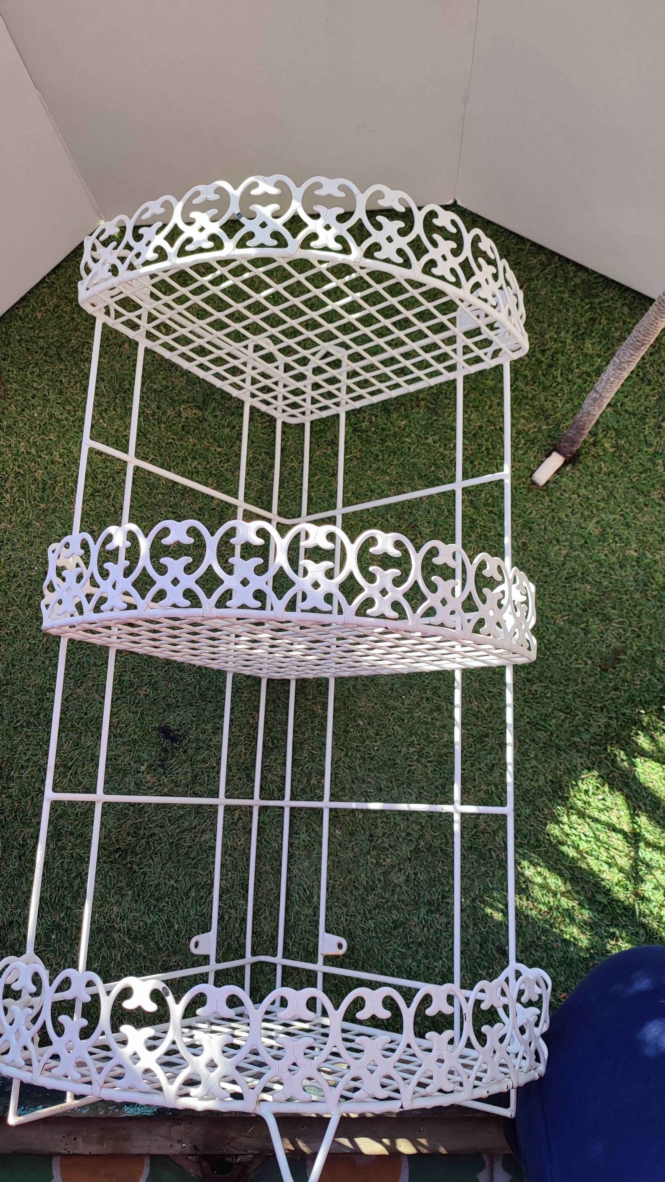 White metal corner shelf