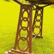 Bistro table, art deco cast iron feet, wood tray