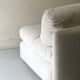 Italian off-white chenille armchair with a wooden base, 1970s design.