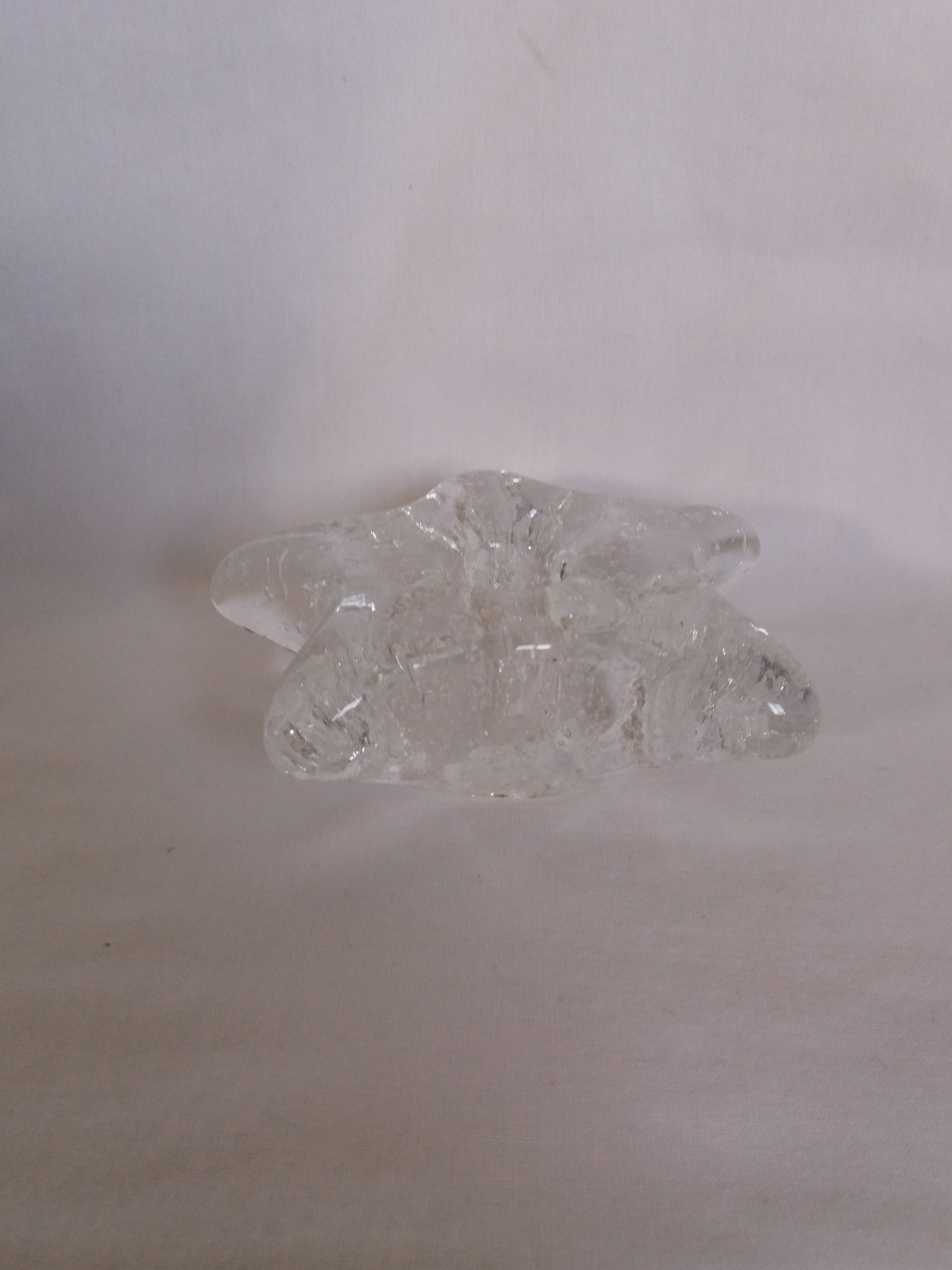 Star candle holder in glass or bubbled crystal, Biot style