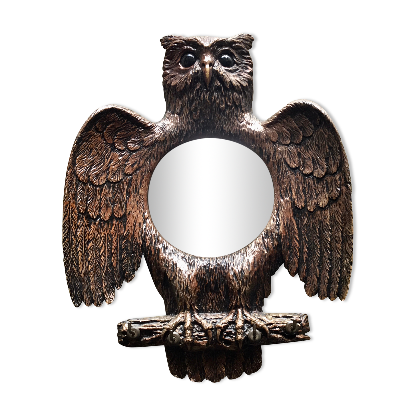 Bulging mirror or witch's eye - owl shape - vintage 1960