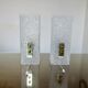 Pair of pull switch wall lights in perspex and gilded brass, France, circa 1960.