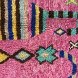 Boho chic Moroccan pink wool rug