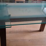 Cattelan Italia designer table – Tempered glass + extensions – Dark wood legs