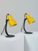 A pair of well-designed minimalist bedside lamps.