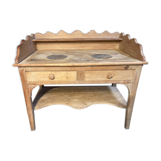 Antique toilet furniture in raw wood