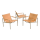 3 "SZ02" armchairs in natural beige leather by Martin Visser for Spectrum 60's