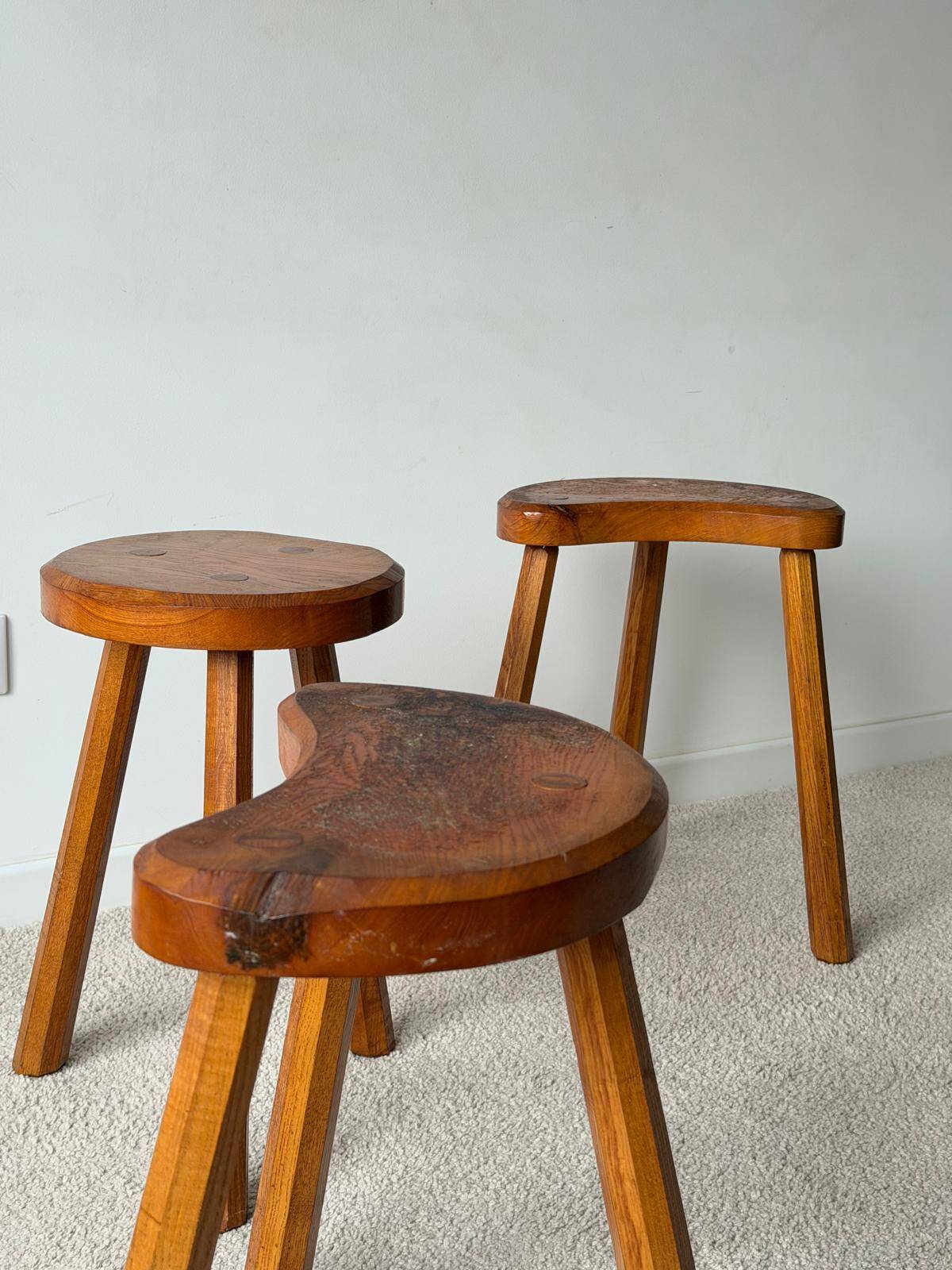 Vintage tripod stool trio