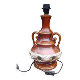 Vintage glazed ceramic lamp base from the 60s/70s with double lighting of medium size.
