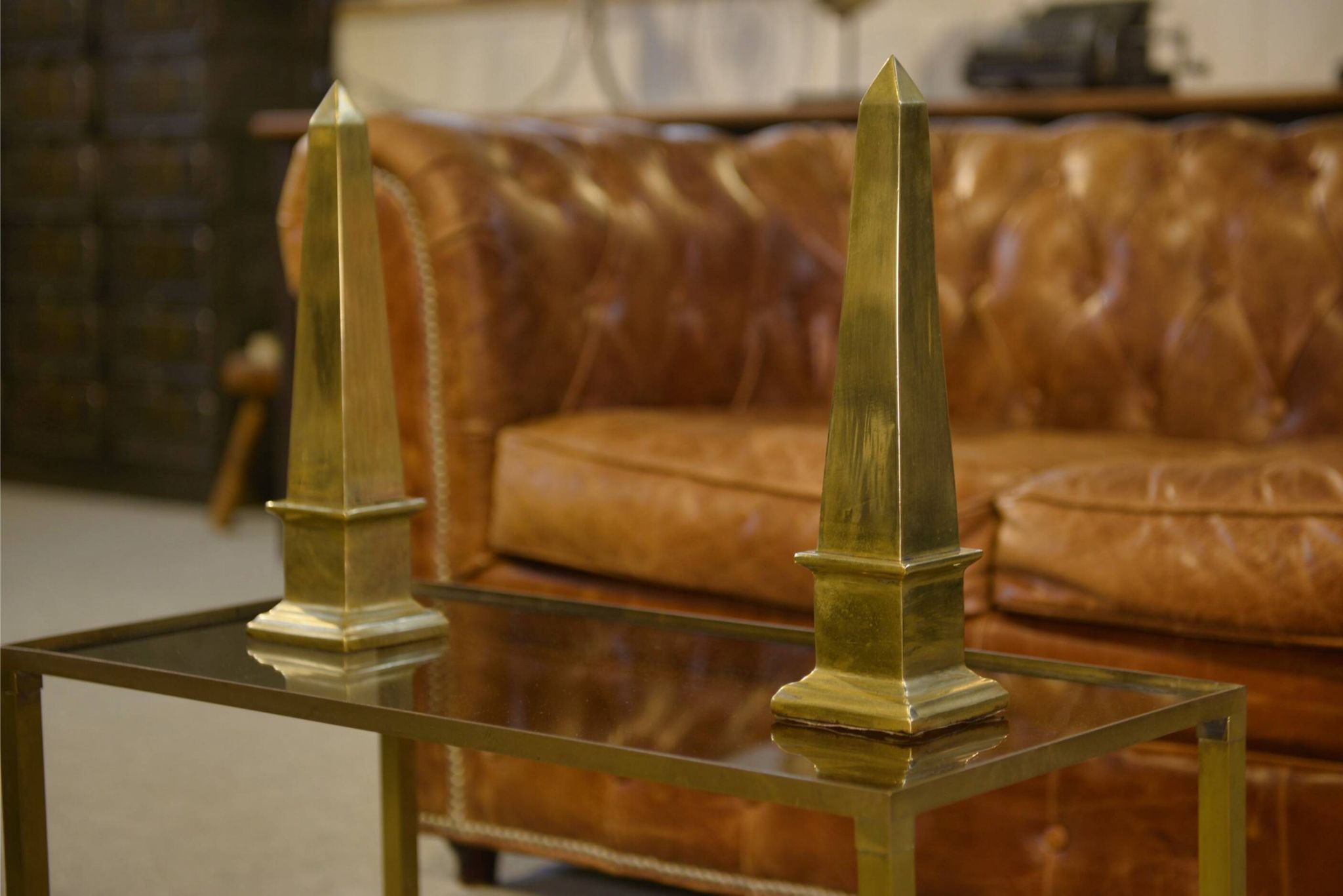 Pair of brass obelisks 1960s