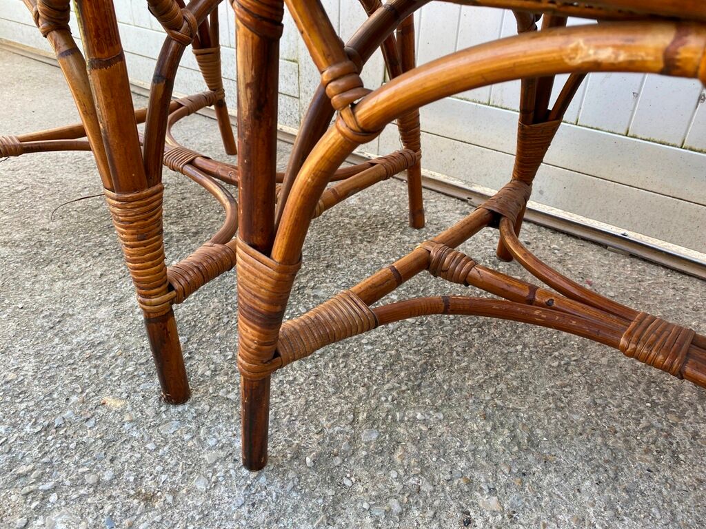Pair of rattan chairs and vintage cannage from the 70s