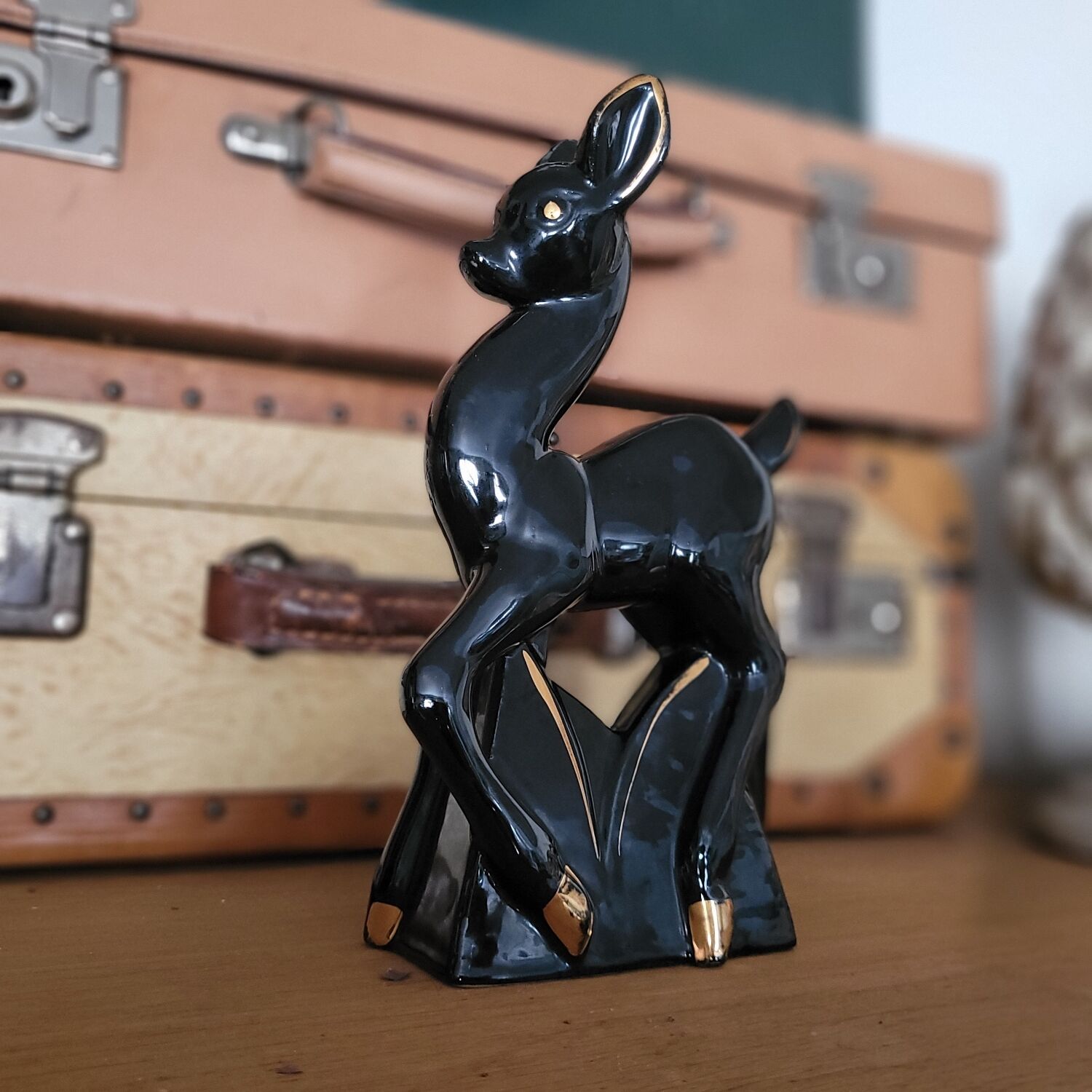 Black ceramic deer from the 1950s