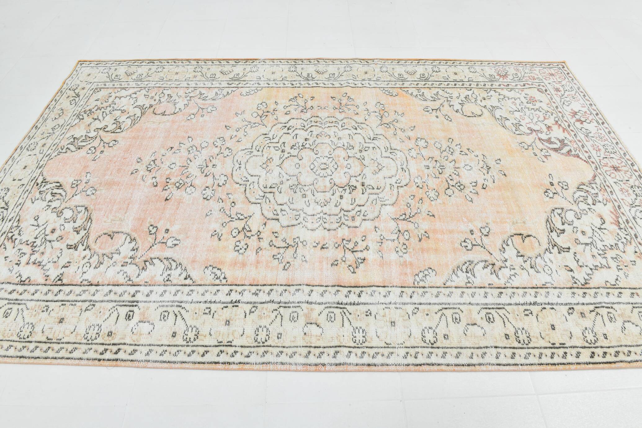 6x9 Turkish Apricot Oriental Vintage Rug, 180x289Cm