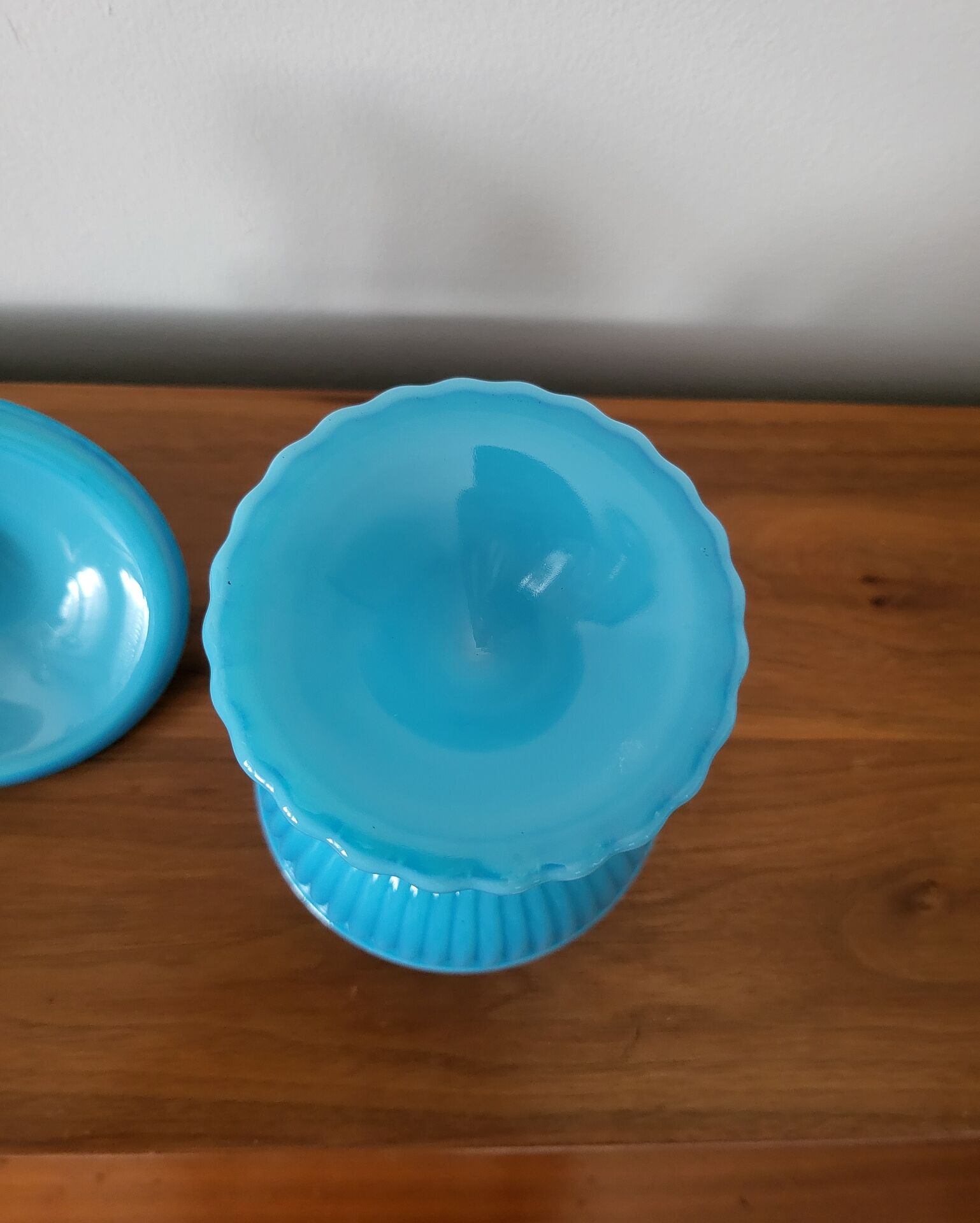 Turquoise Blue Opaline Glass Candy Box