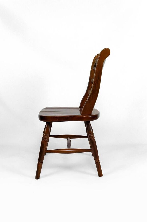 Lot de 6 chaises ''Windsor'' / Western / Cowboy en hêtre, Circa 1970