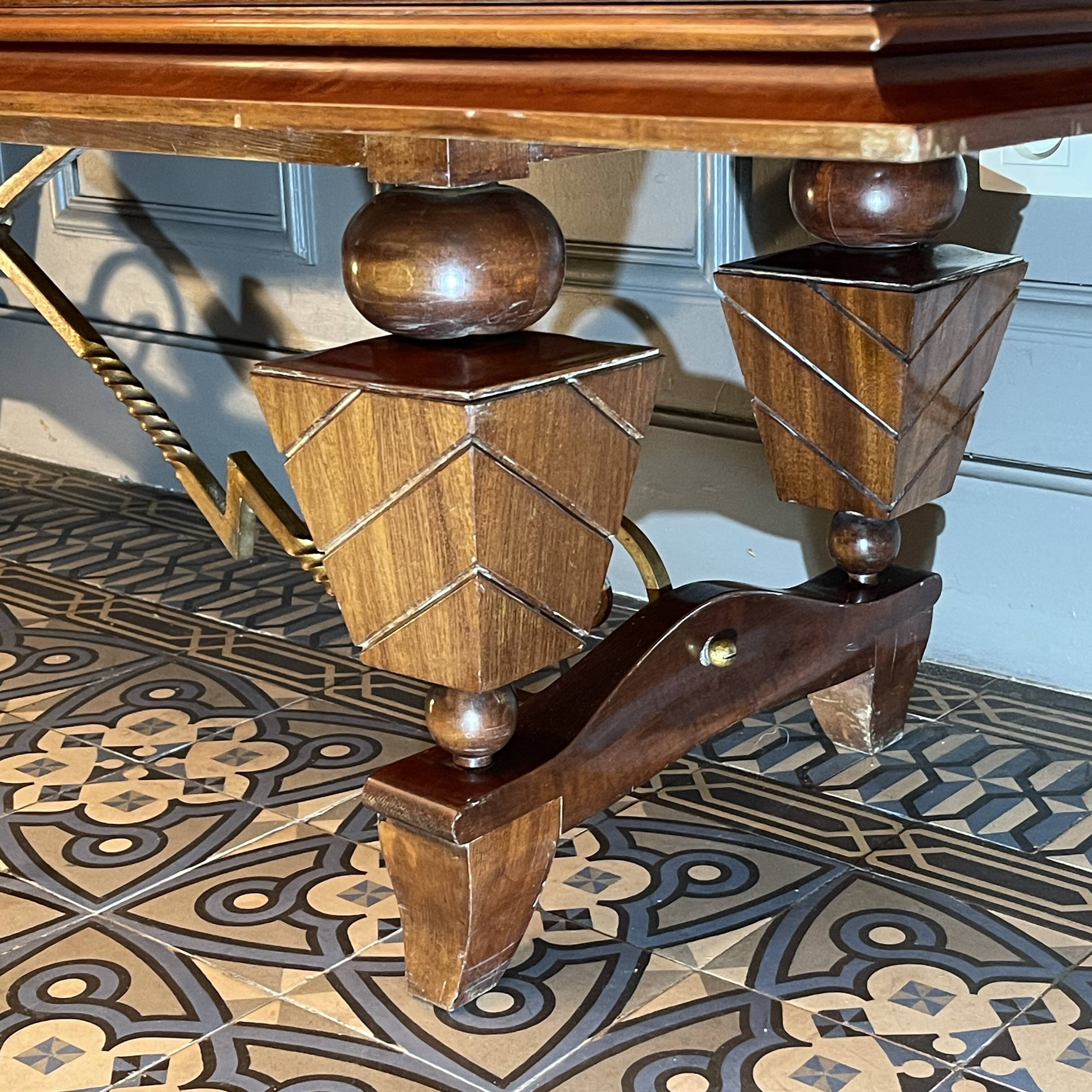 Art Deco sideboard or bar furniture, various veneers, bronze and ironwork, c