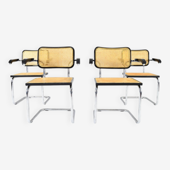 Set of Four Mid-Century Italian Modern Marcel Breuer B64 Cesca Chairs, 1970