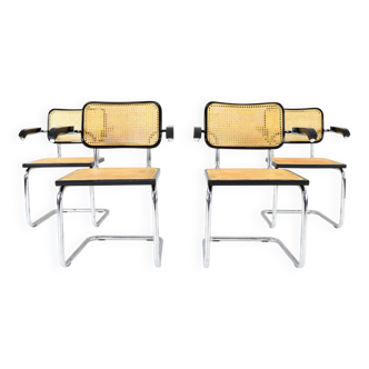 Ensemble de quatre chaises modernes italiennes du milieu du siècle Marcel Breuer B64 Cesca, 1970