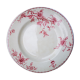 Assiette à gâteau presentoire plateau bucolique 1930 terre de fer Lunéville fleurs rétro ancienne