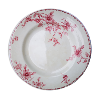 Assiette à gâteau presentoire plateau bucolique 1930 terre de fer Lunéville fleurs rétro ancienne