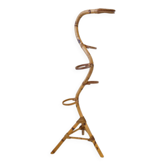 Vintage plant stand 1960 giant serpent in bamboo & rattan 60s 1960s years