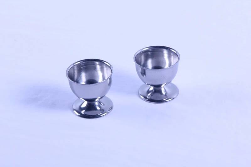 2 antique stainless steel egg cups