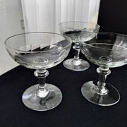 8 old glass champagne glasses