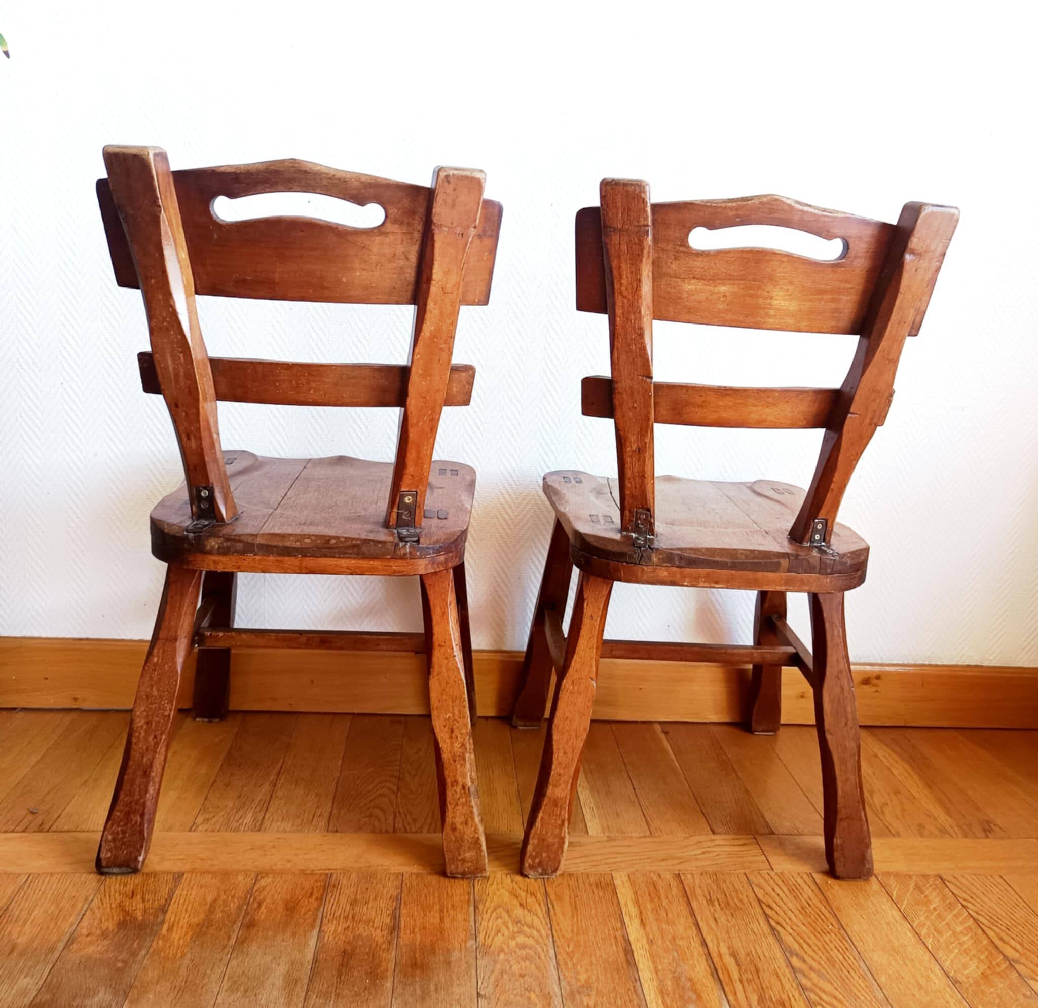 Paire de chaises brutalistes style ranch