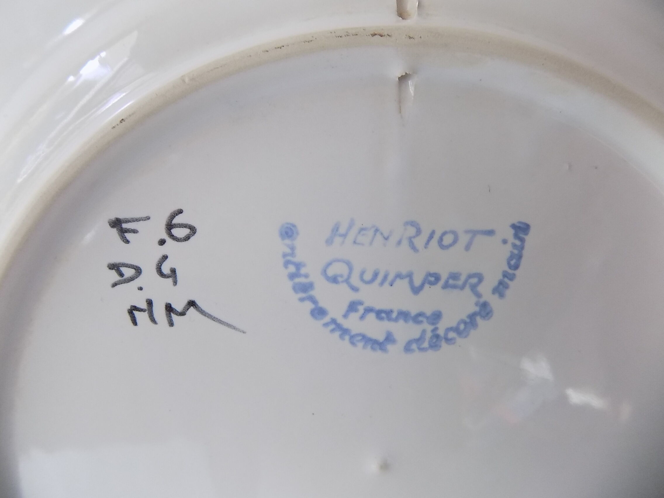 Numbered Henriot Quimper plate