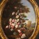 Peinture de nature morte ovale italienne antique du XVIIIe siècle