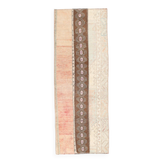 2x6 Turkish Short Brown Handmade Vintage Runner Rug, 64x174Cm