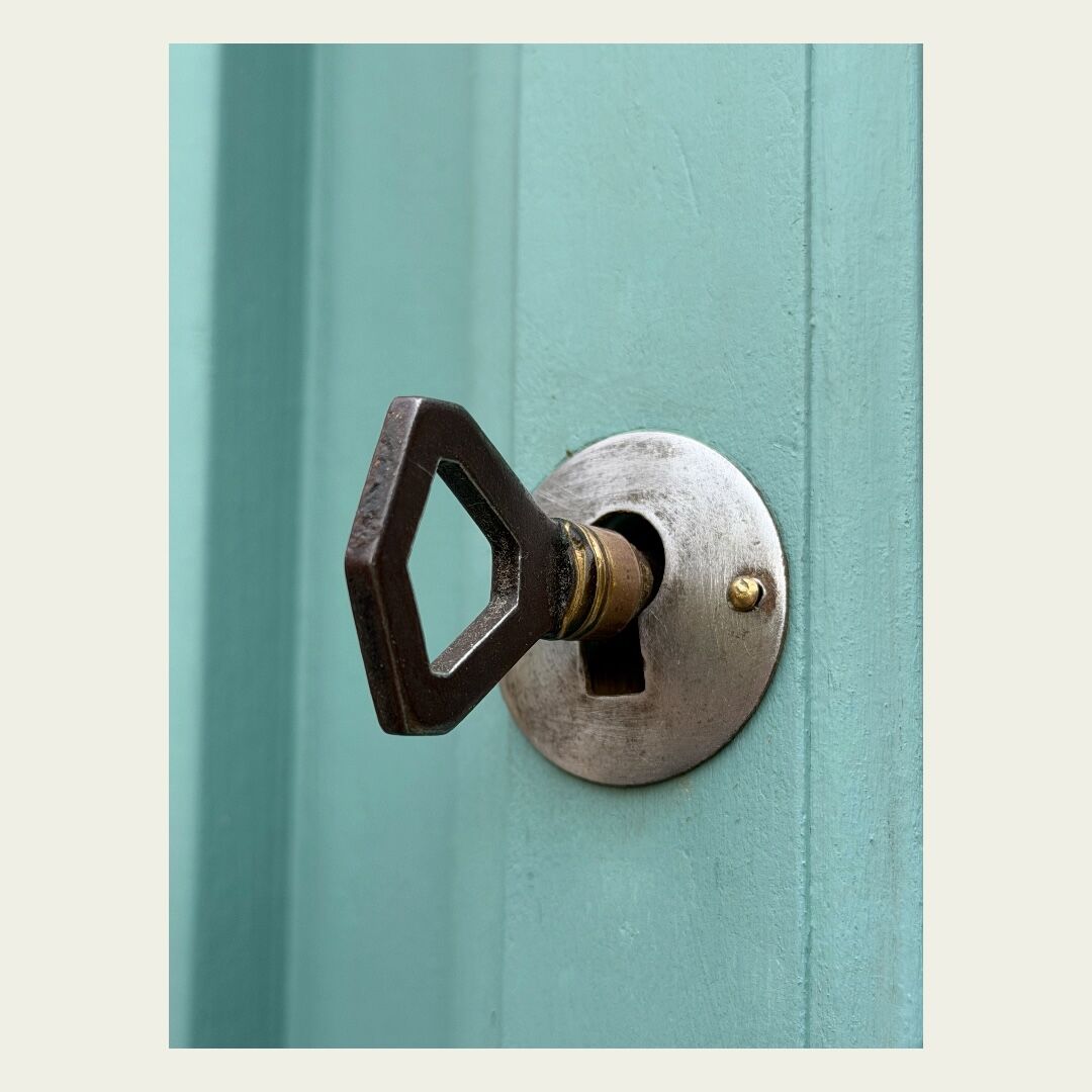 Vintage grey-green glass cabinet from the 1960s.