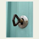 Vintage grey-green glass cabinet from the 1960s.