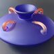 Murano indigo blue blown glass amphora shaped vase 1980